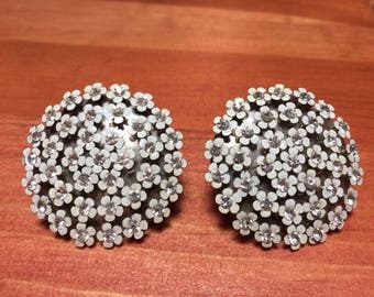 Vintage70's  - White Rhinestones Clip Earrings