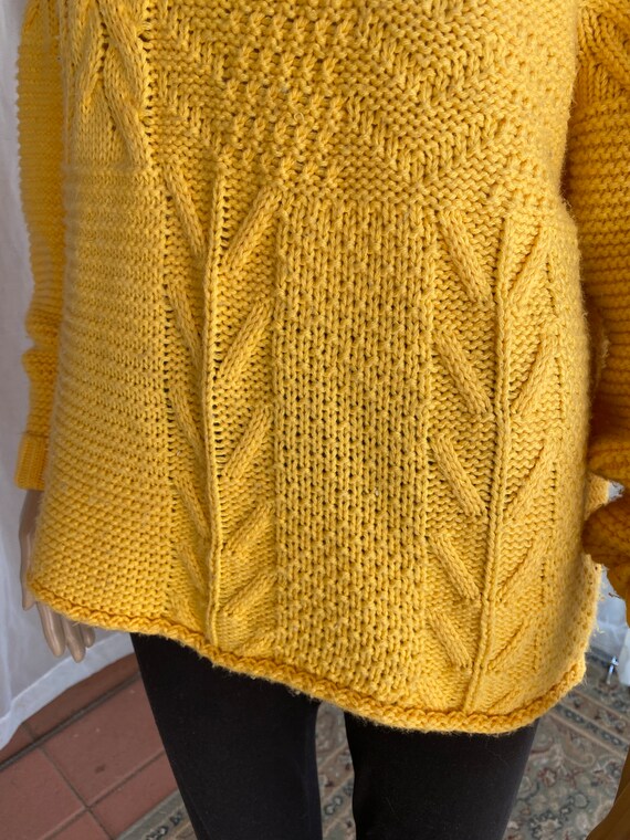 Golden yellow, loose fit rope knit style pullover… - image 7