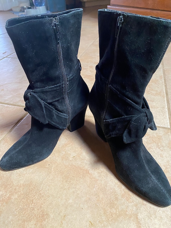 Aerosoles - Black suede ankle booties. Side zippe… - image 1