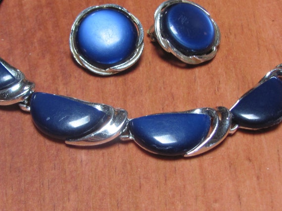 Vintage 50's -  LISNER Jewelry set * Navy blue th… - image 10