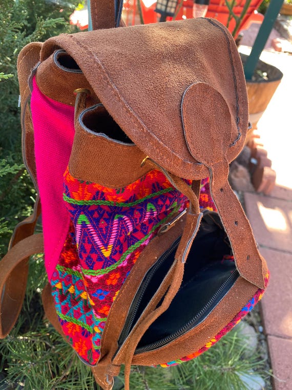 HUIPIL small back pack - Drawstring with suede ma… - image 6