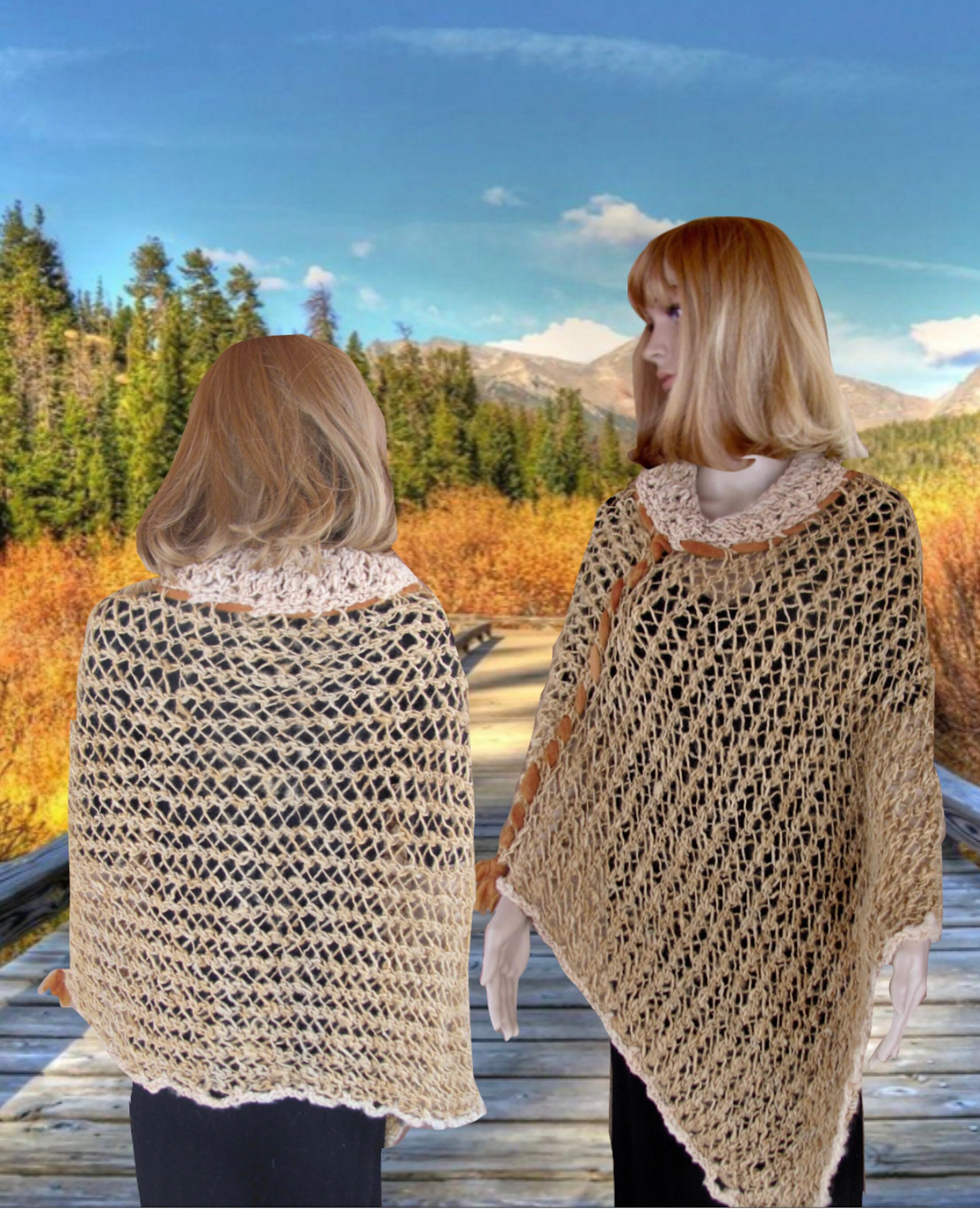 Vintage 1970s Wool Poncho: Asymmetrical Lacy Knit - Etsy