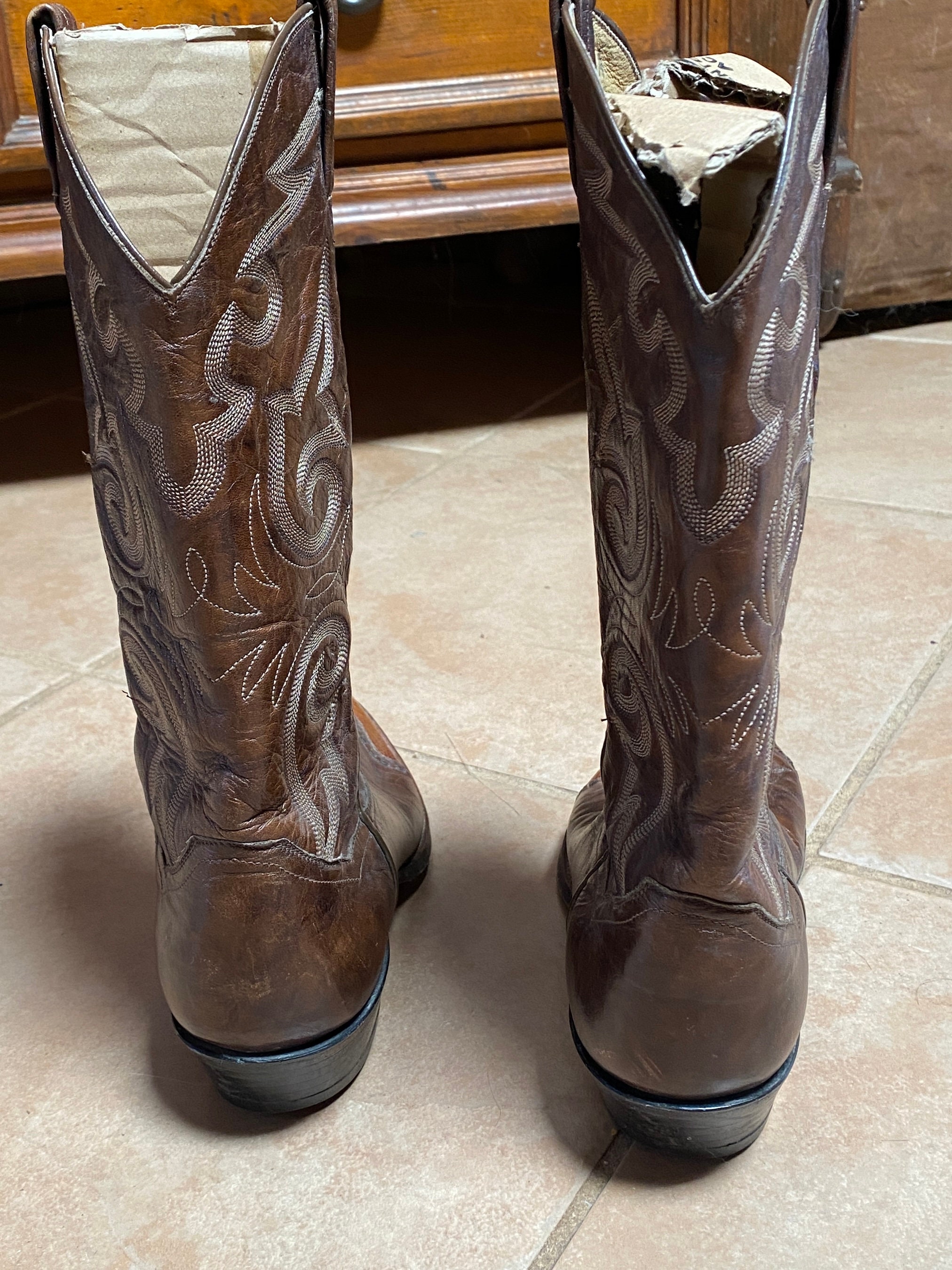 Vintage SANDERS Wester/cowboy Leather Boots-brown-made in Mexico