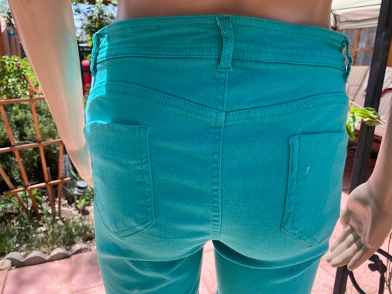 Vintage 90's - Sexy Seafoam green stretchy denim … - image 5