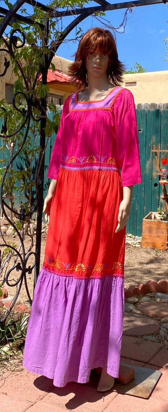 Sandy Starkman 1970's Boho/Hippie Maxi dress. Ora… - image 2