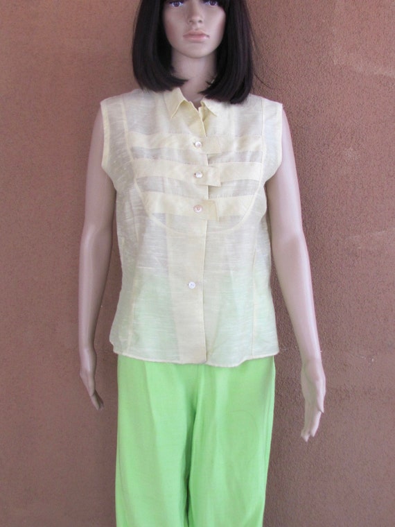 1950's style - Lime green cotton Capri / pedal pu… - image 6