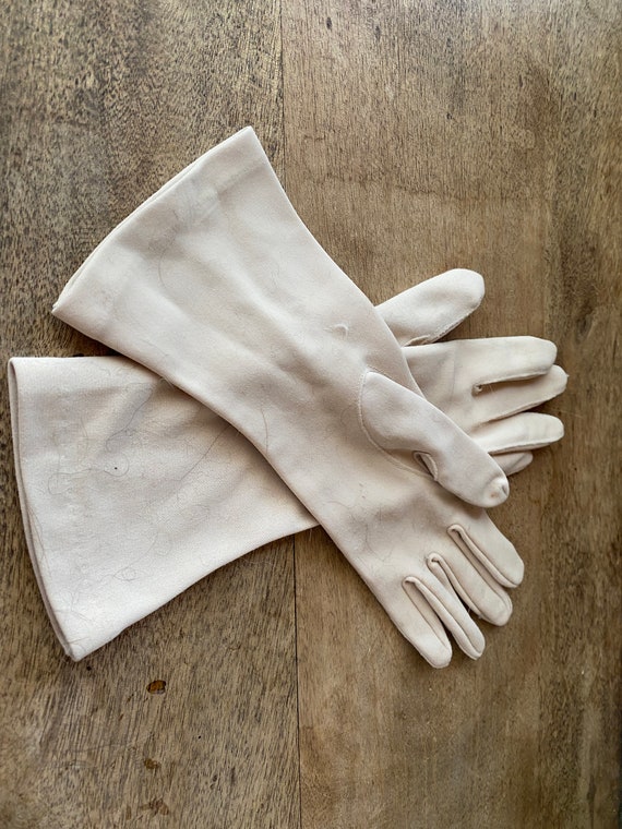 beige suede gloves