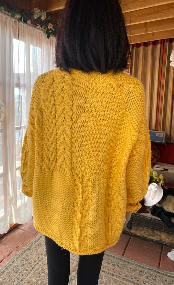 Golden yellow, loose fit rope knit style pullover… - image 6