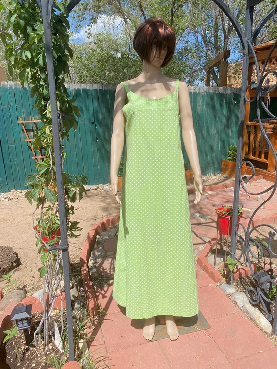 Vintage 70s - Maxi dress - Hand Made, Lime Green … - image 9