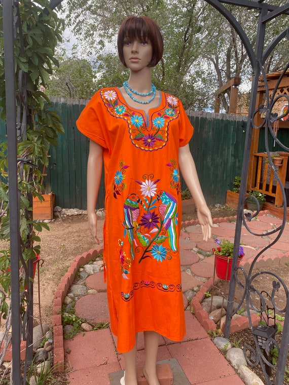 Traditional  YUCATAN Mexican cotton dress, heavil… - image 10