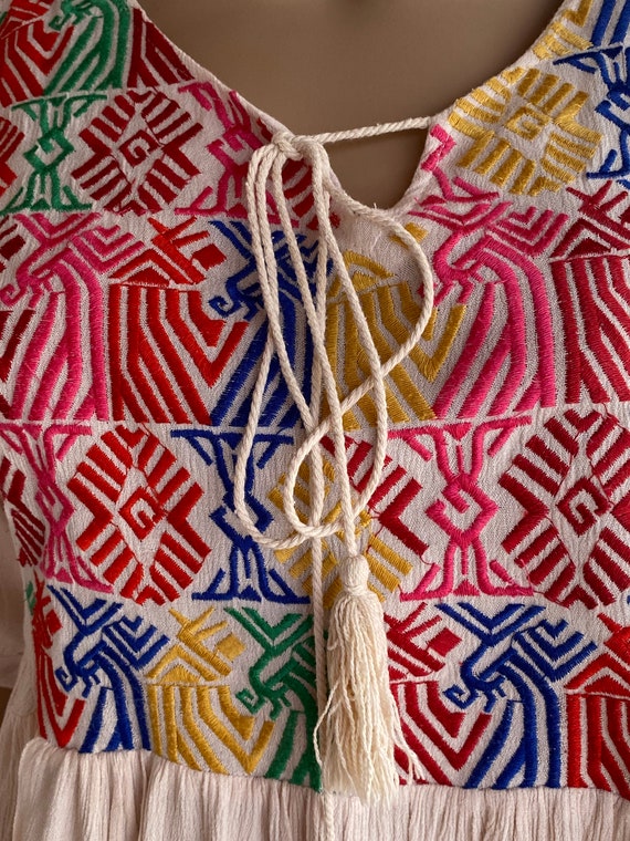 VINTAGE Greek Style Embroidered Tunic VELZERA. off White, Puff Sleeves,  Long Tassels. - Etsy