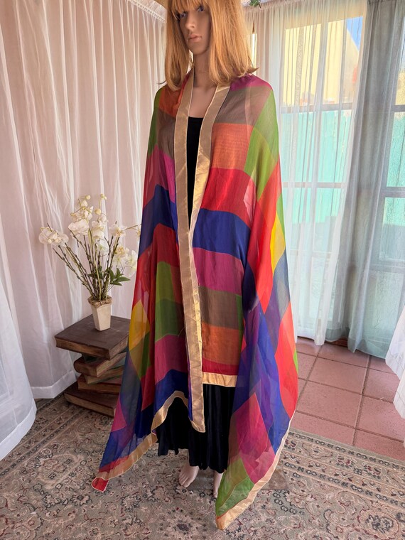Very long and large multicolors, patchwork, sheer… - image 2