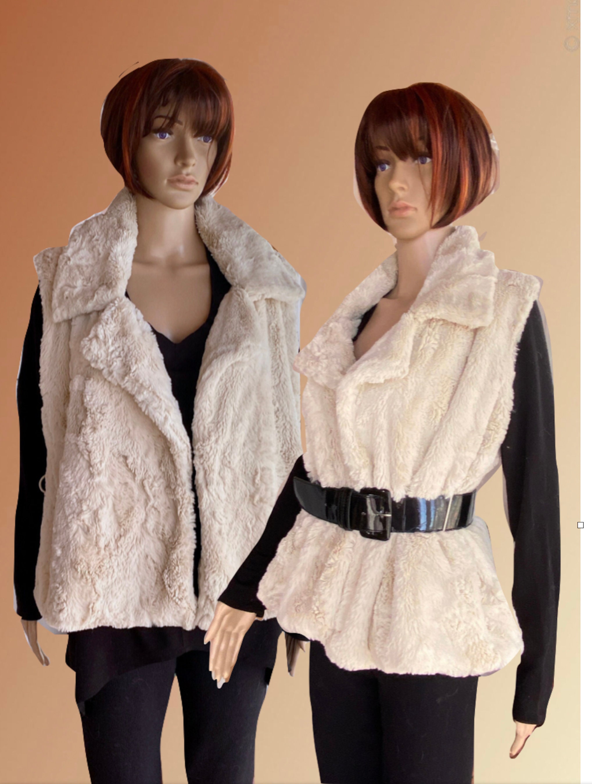Ivory faux fur vest online