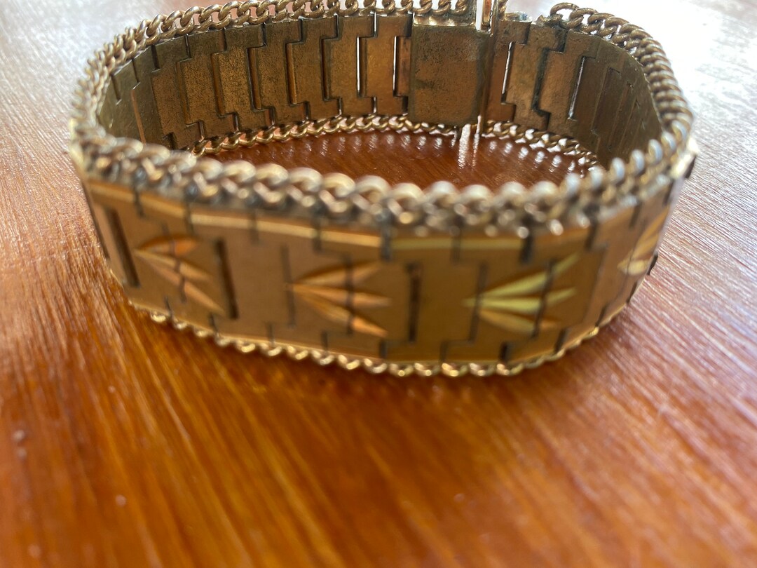 Vintage Sterling Silver Geometric Row Link Bracelet 60's