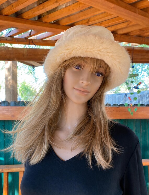 Vintage Faux Suede Cloche Hat: Faux Fur Trim, Lined - Etsy display picture 3