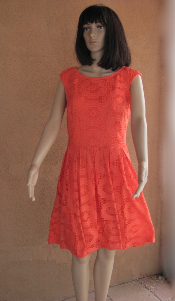 Sexy Bright Orange Sheer Sleeveless Summer Lace Dr