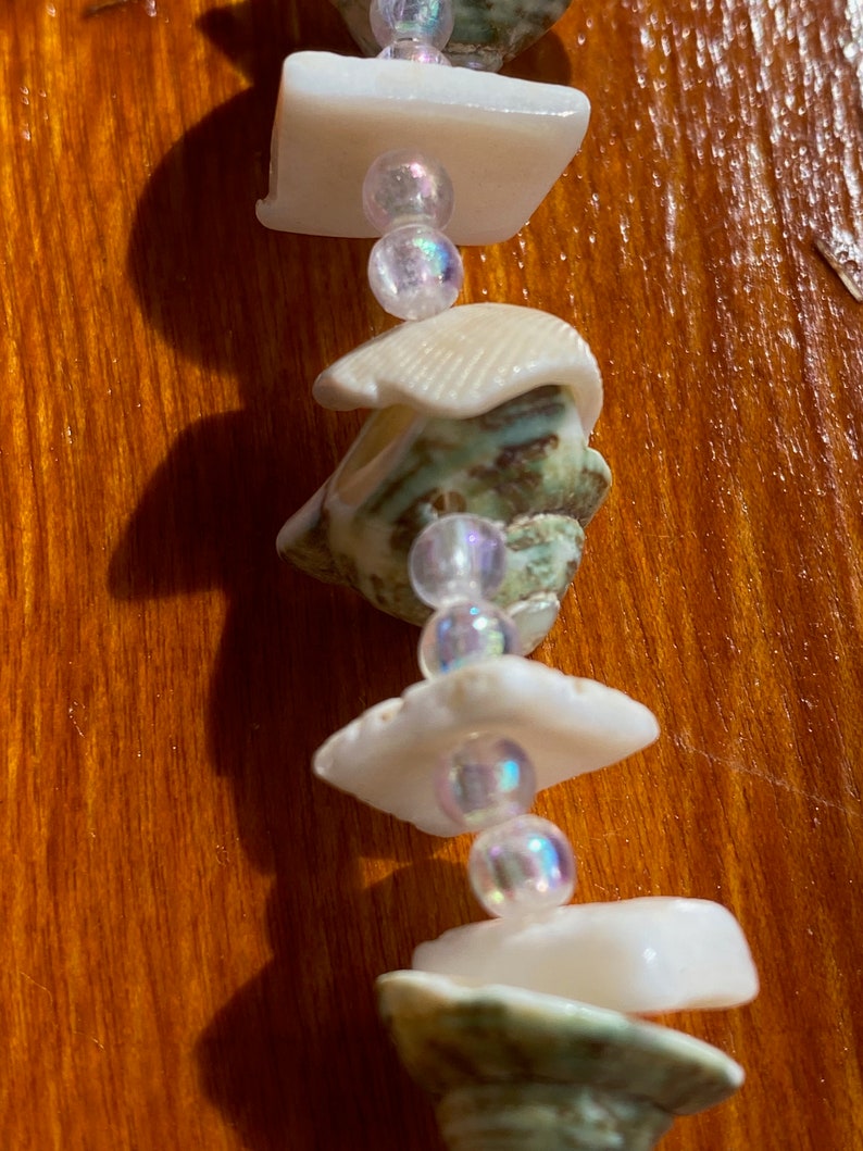 Vintage 70's Boho/Hippie, long drop shell necklace with Caribbean Triton pendant image 9