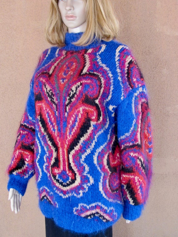 Vintage 80's - Awesome Mohair Pull Over Sweater w… - image 3