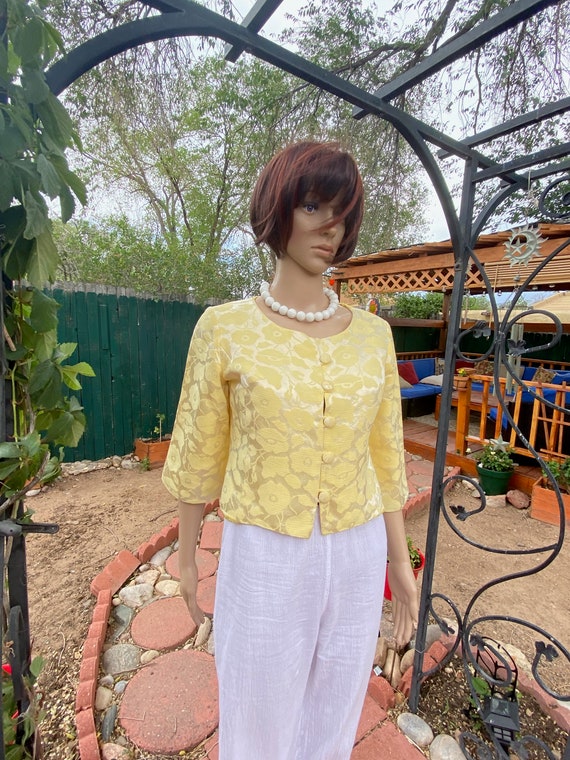 Vintage 60s - Yellow crop jacket with 3/4 sleeves… - image 9