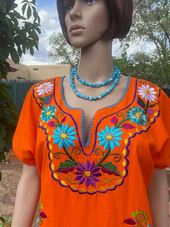 Traditional  YUCATAN Mexican cotton dress, heavil… - image 3