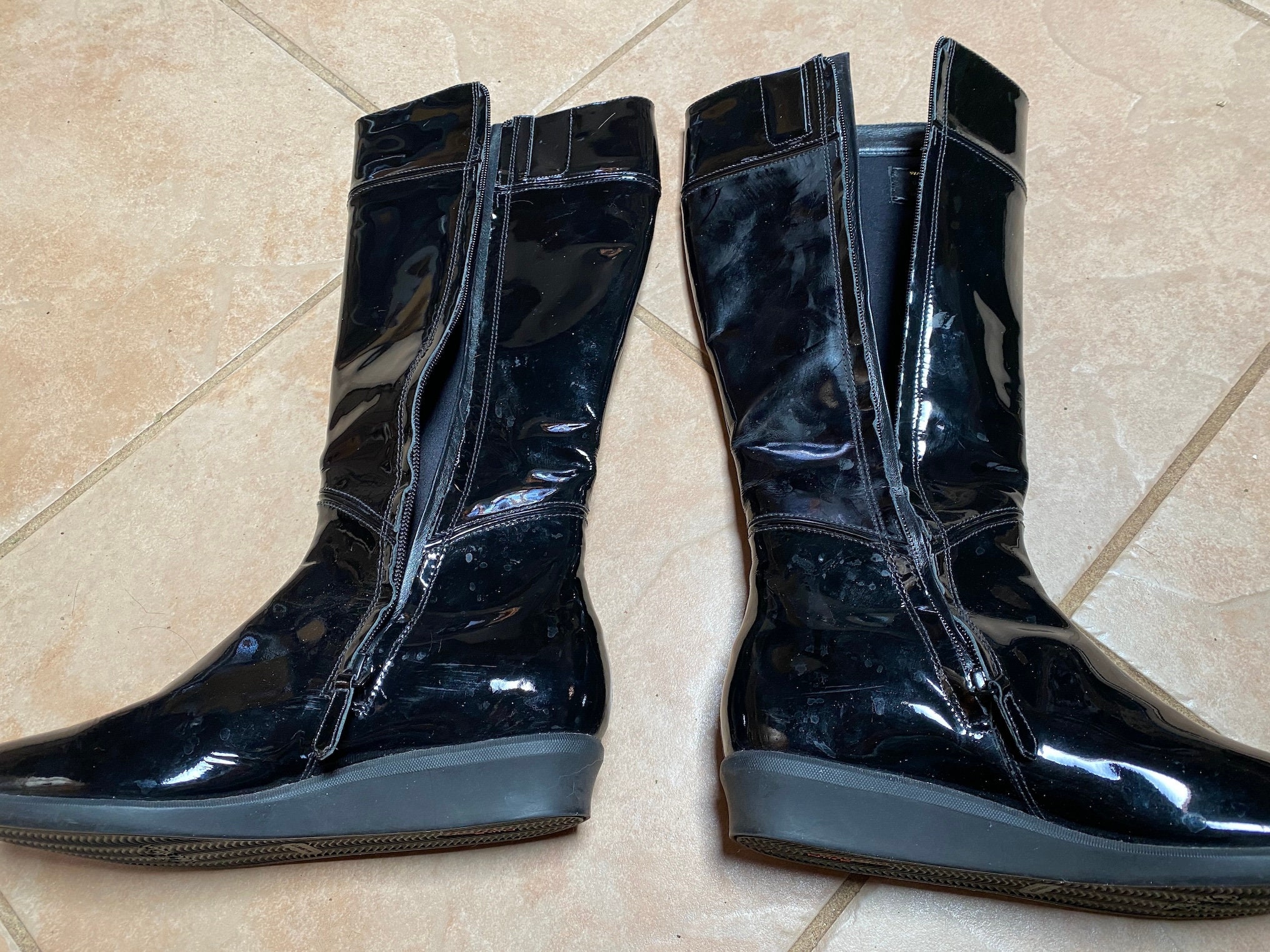 COLE HANN- Patent Leather High Boots, Waterproof, Black COLE HANN- Patent Leather High Boots, Waterproof, Black