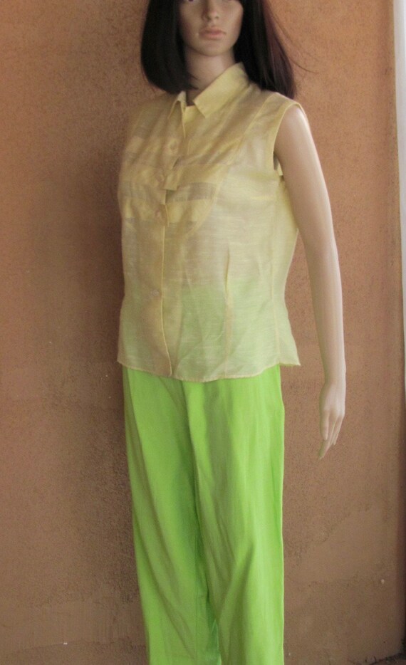 1950's style - Lime green cotton Capri / pedal pu… - image 7