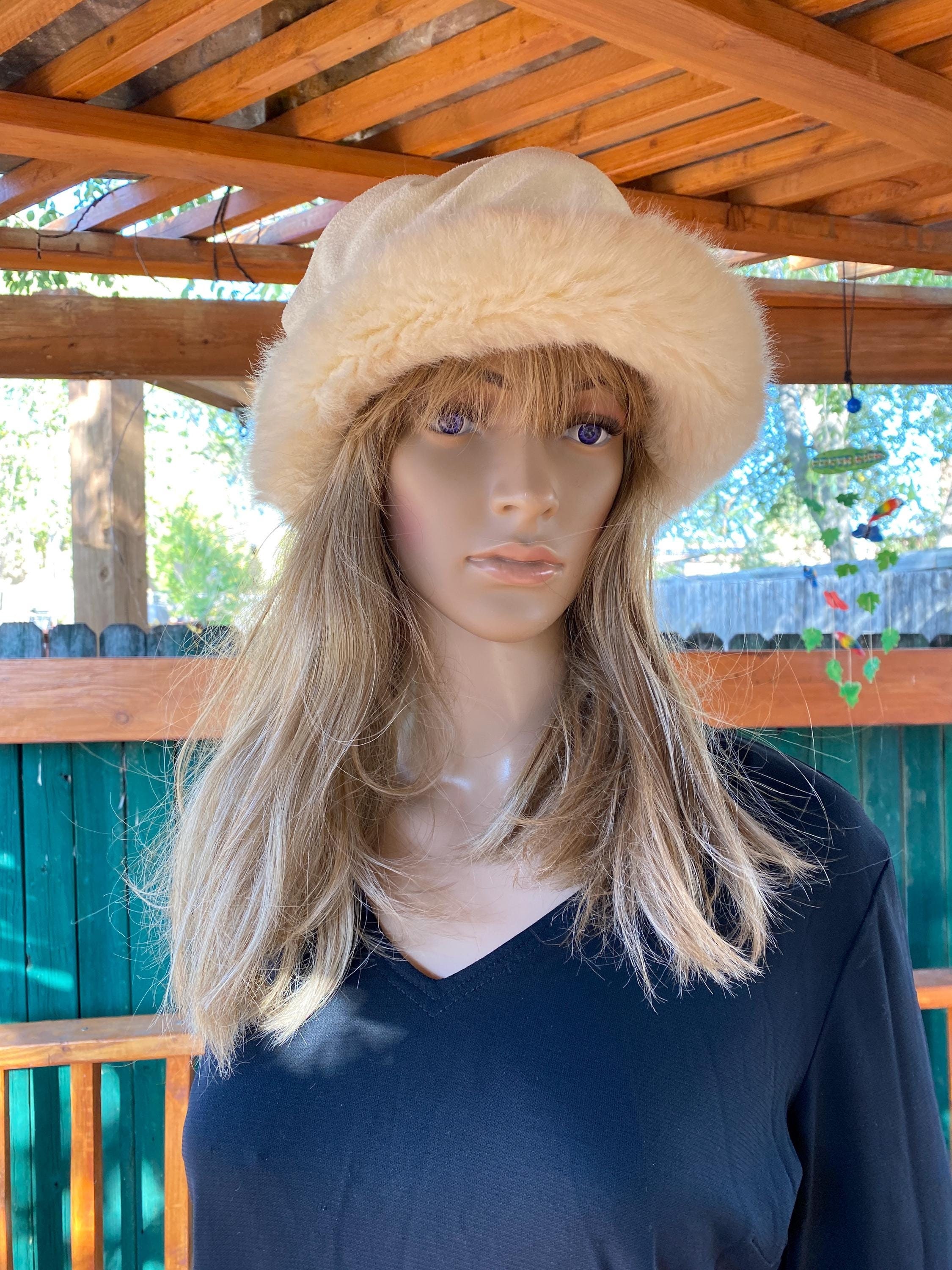 Vintage Faux Suede Cloche Hat: Faux Fur Trim, Lined - Etsy display picture 1