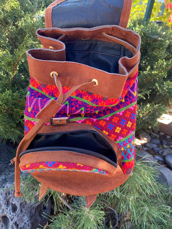 HUIPIL small back pack - Drawstring with suede ma… - image 1