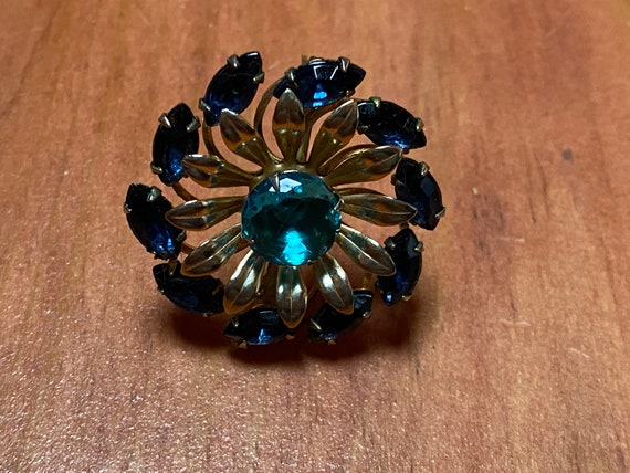 Vintage 60s - Aquamarine and blue sapphire pin wh… - image 9