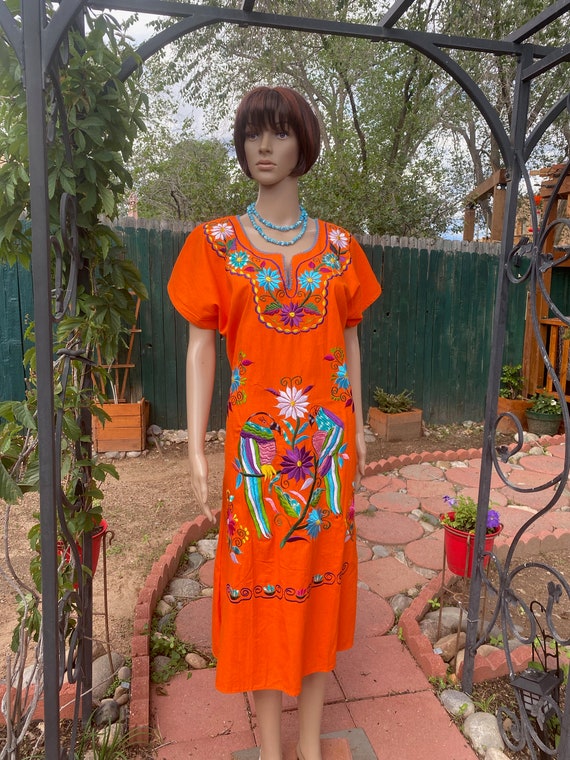 Traditional  YUCATAN Mexican cotton dress, heavil… - image 1
