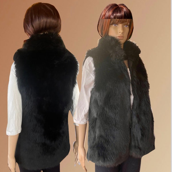 Black Fur Vest Etsy