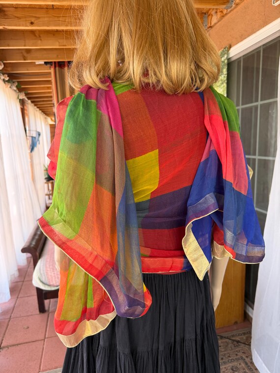 Very long and large multicolors, patchwork, sheer… - image 8
