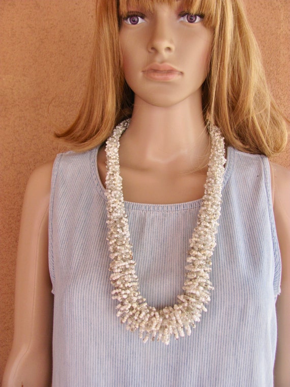 Amazing statement necklace, thick beaded, rope st… - image 2