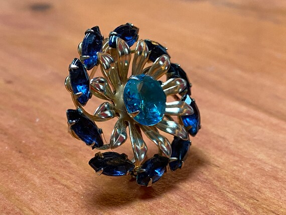 Vintage 60s - Aquamarine and blue sapphire pin wh… - image 8