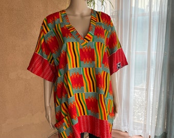Orange DAISHIKI - Unisex, comfortable, Bright colors, African wear, Lounge wear, One size fits.