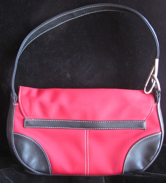 Vintage 90s- Red and  Black vinyl & leather purse… - image 4