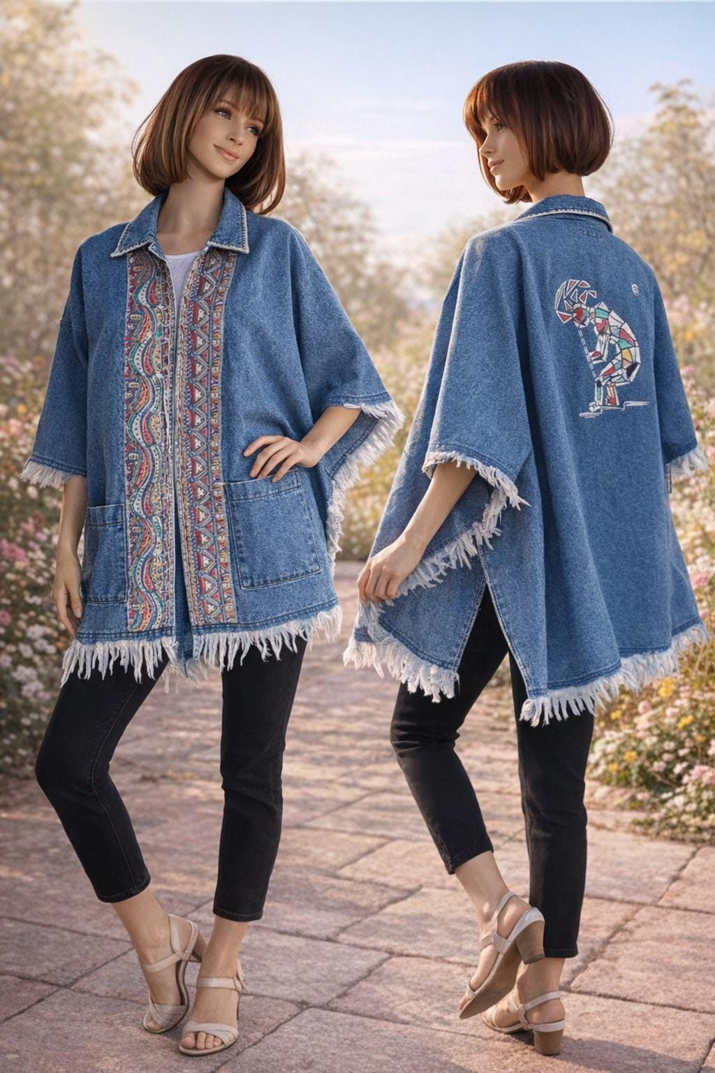 RARE Vintage 80S FIND. Hand Painted Denim Jacket - Kokopelli
