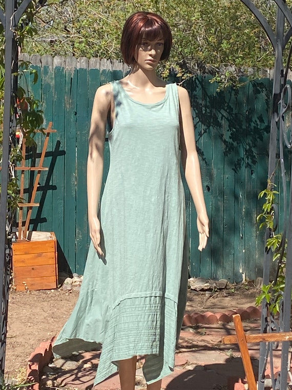 sage green asymmetrical dress Green Asymmetrical Draped Stretch Satin Midi Dress main image 0