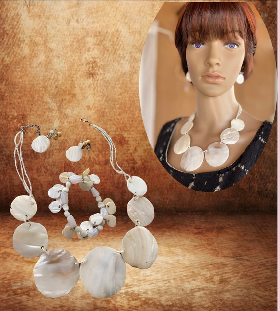 Vintage 80's - Statement Mother of Pearls 3 piece… - image 2
