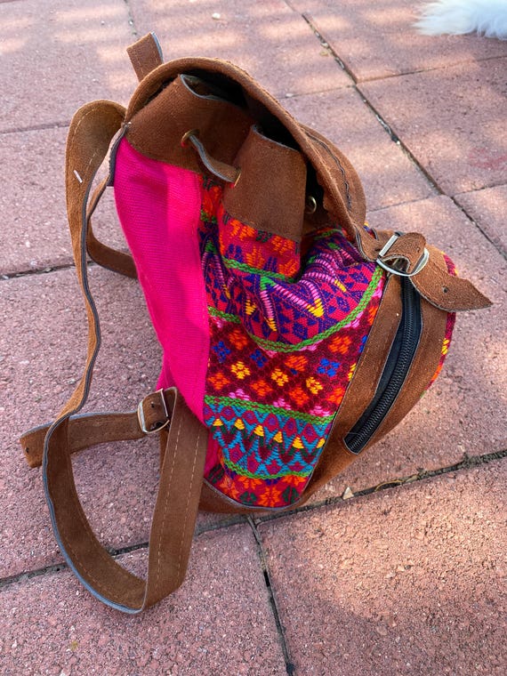 HUIPIL small back pack - Drawstring with suede ma… - image 12