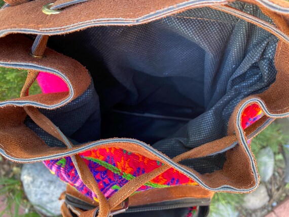 HUIPIL small back pack - Drawstring with suede ma… - image 2