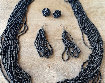 Set of two beaded necklaces/belts, one black one brown Felon Beaded Chain Belt Multi | Princess Polly main image 4