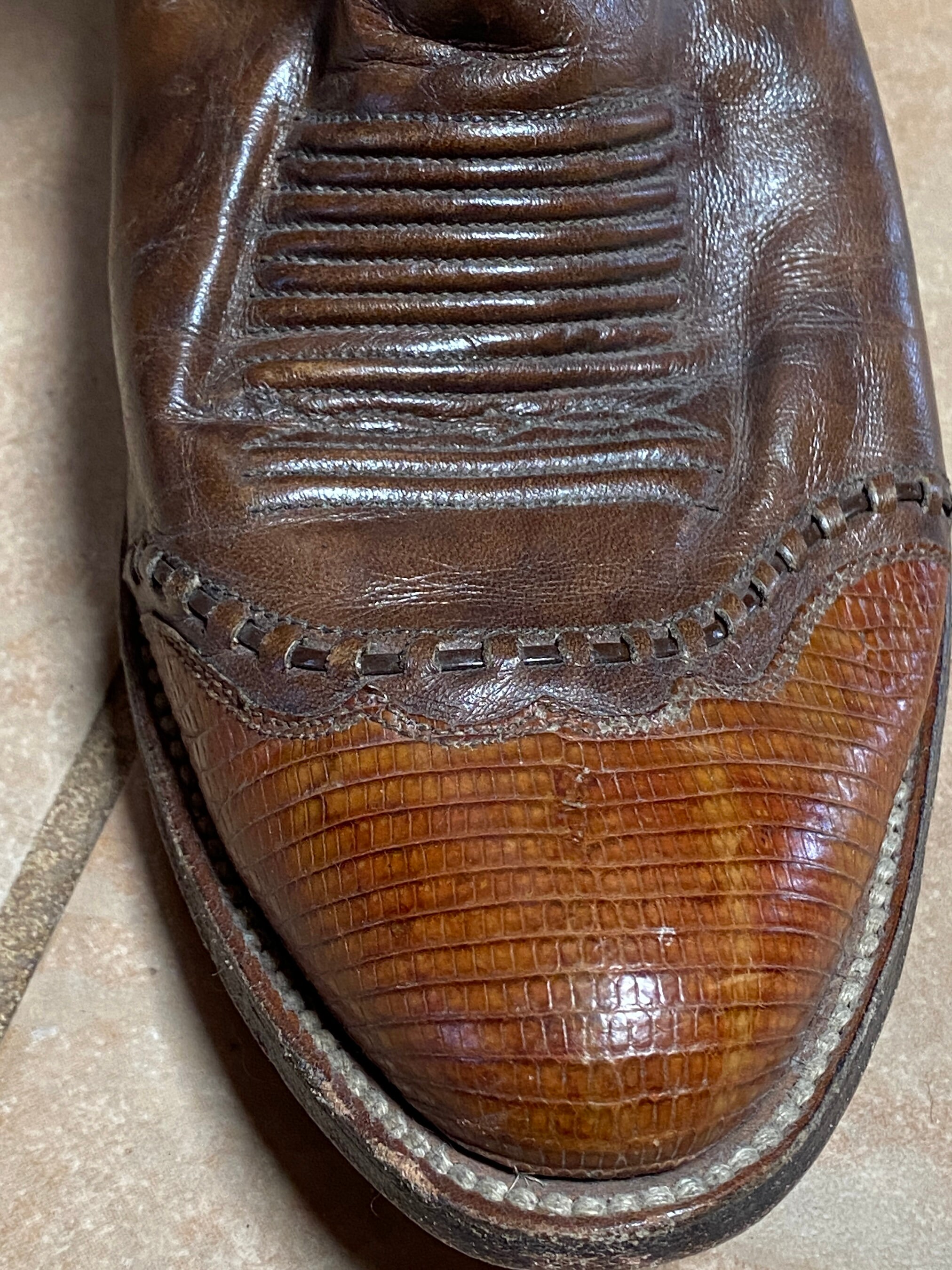 Vintage SANDERS Wester/cowboy Leather Boots-brown-made in  display picture 2
