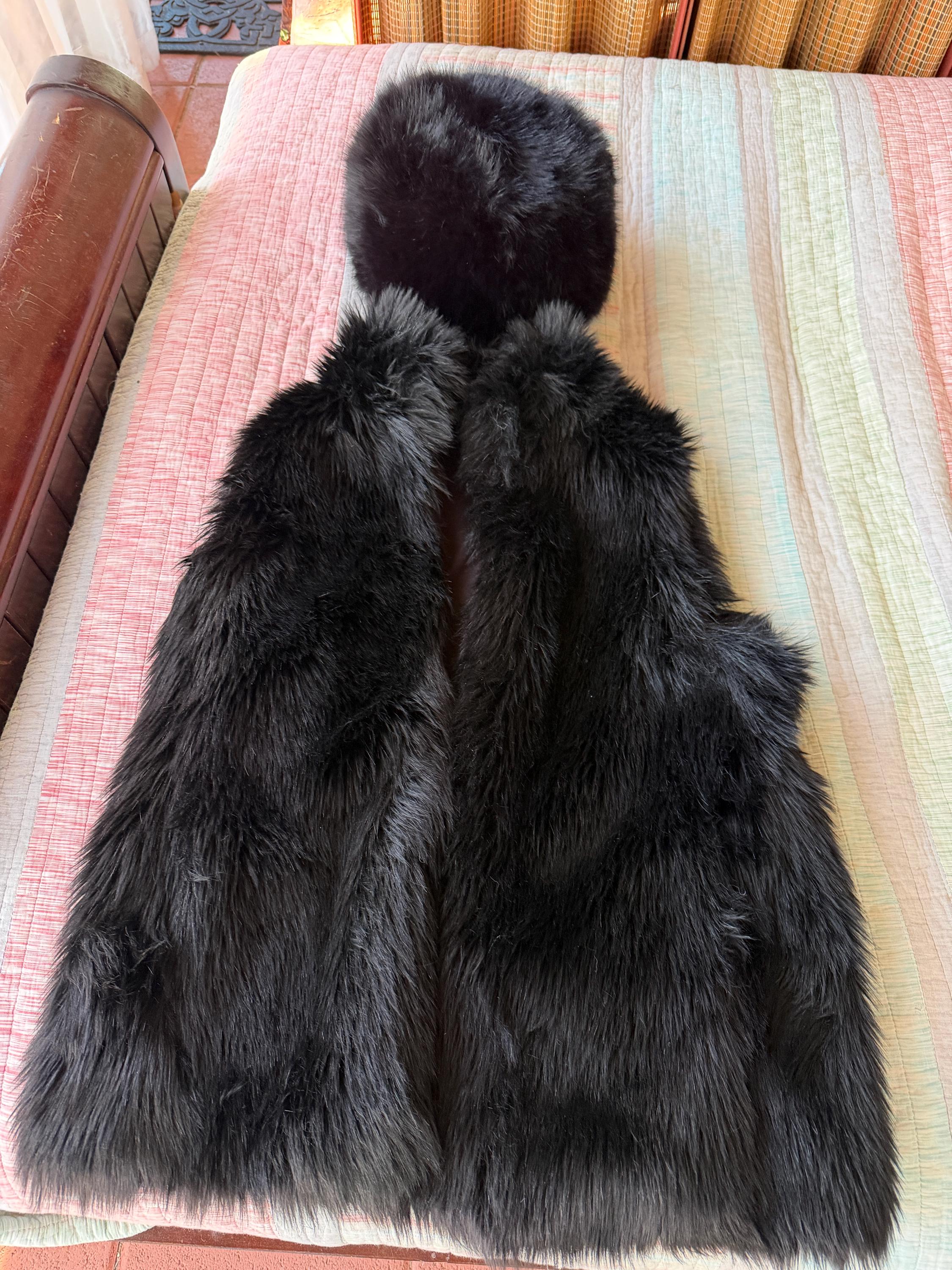 60’s Saks Fifth AveSheepskin Russian Cossack mod shaggy hat black OS Vintage Black Faux Fur Russian Style Hat. Cossack Furry Hat  main image 2