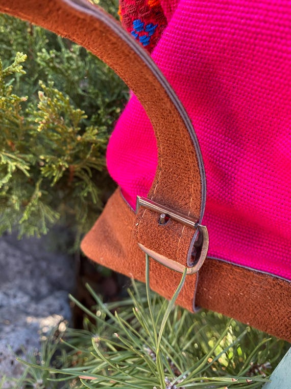 HUIPIL small back pack - Drawstring with suede ma… - image 10