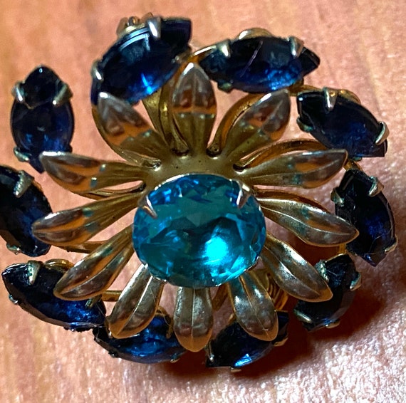 Vintage 60s - Aquamarine and blue sapphire pin wh… - image 10