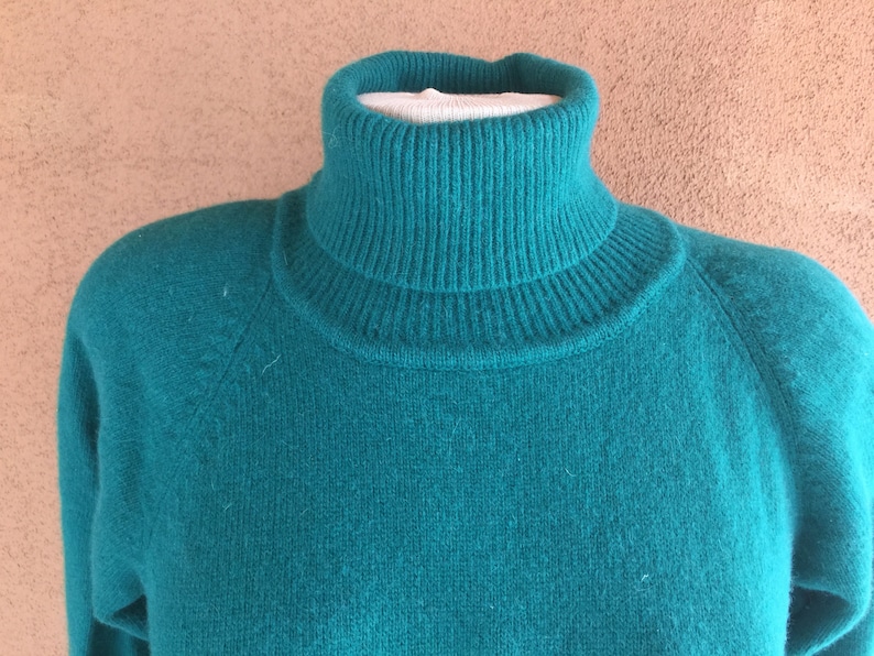 Vintage 80/'s Lambswool and Angora Forest Green Wool Pullover Dress