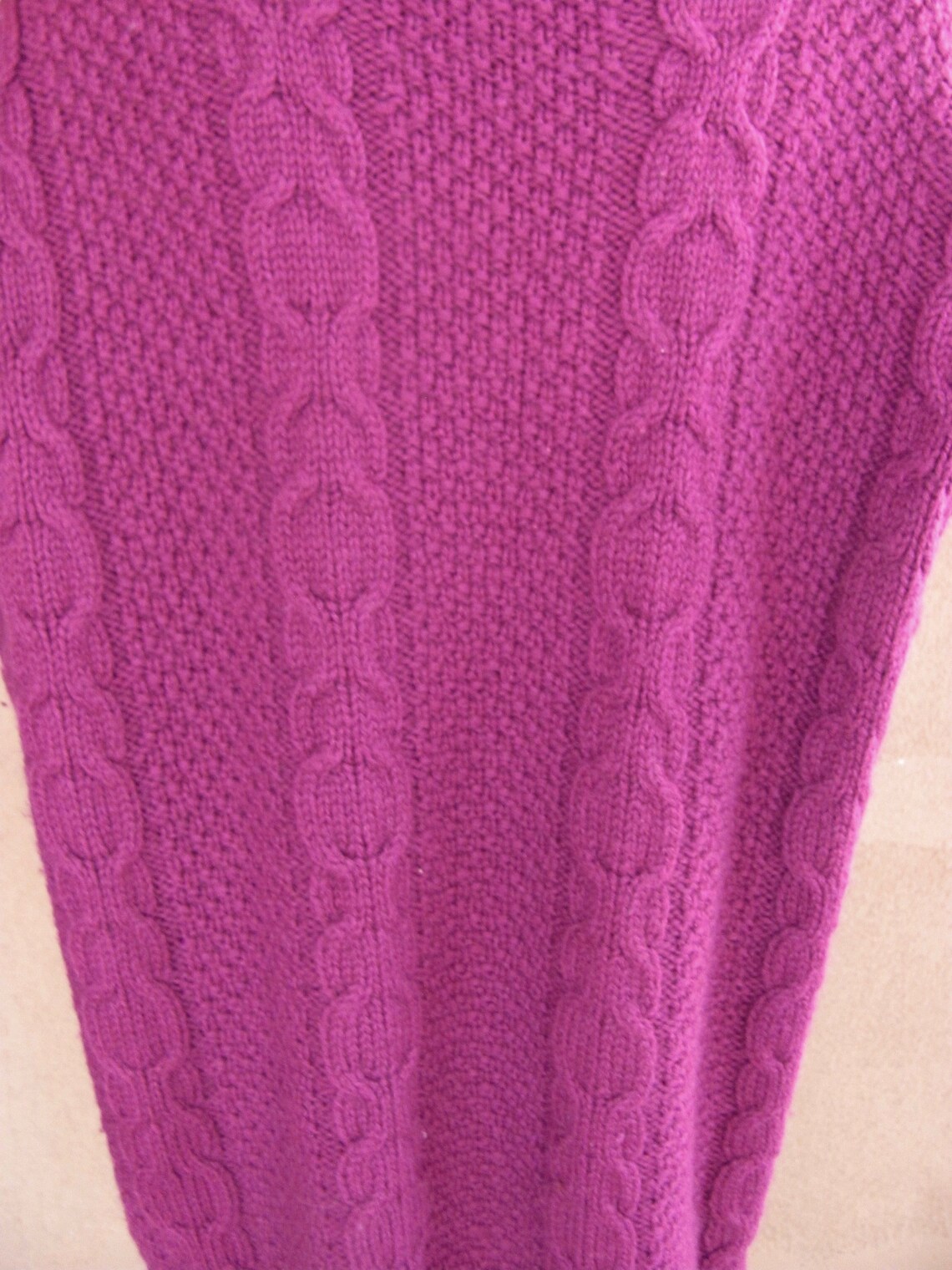 LL BEAN Cable Knit beautiful eggplant color wool pullover Etsy
