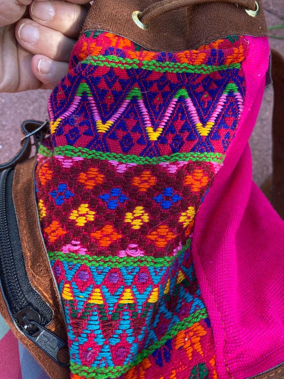 HUIPIL small back pack - Drawstring with suede ma… - image 14