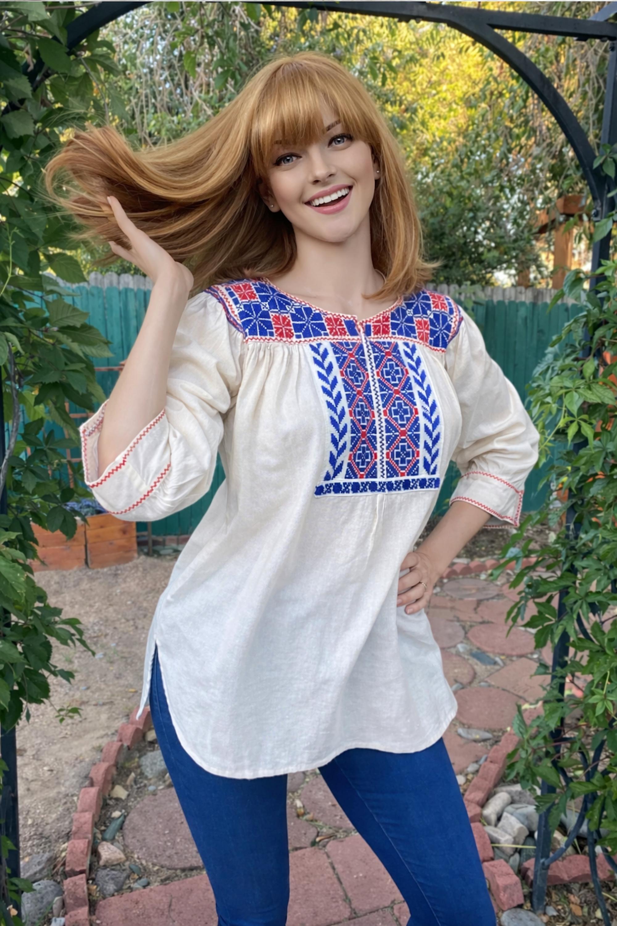 Vintage Mexican Hand Woven and Hand Embroidered OAXACA Tunic